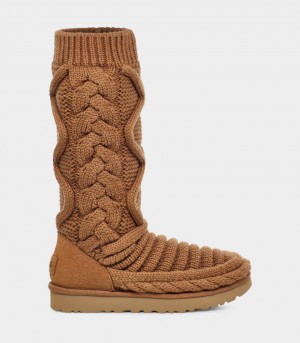 Botas Ugg Classic Tall Chunky Knit Mujer Marrones | Argentina QMVUKGA-05