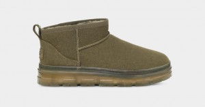 Botas Ugg Classic Ultra Mini Clear Mujer Verde Oliva | Argentina KXLCQBS-12