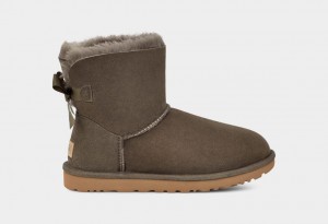 Botas Ugg Mini Bailey Bow II Mujer Gris | Argentina YFOJABZ-52