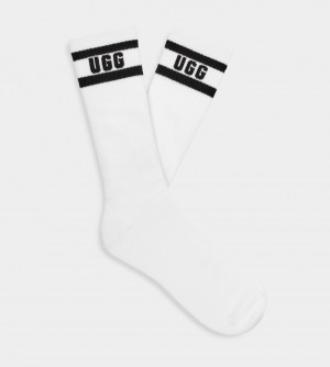 Calcetines Ugg Lathan Logo Crew Hombre Blancas Negras | Argentina UOPRNMC-58