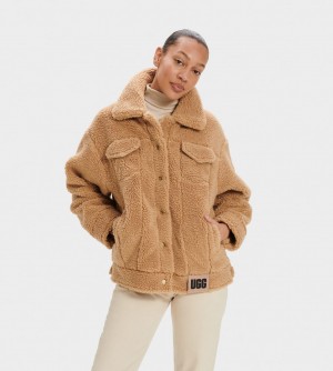 Camperas Ugg Frankie Sherpa Trucker Mujer Marrones | Argentina OQJMTIW-84