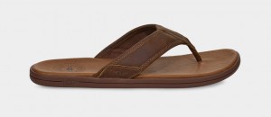 Chanclas Ugg Seaside Leather Hombre Marrones | Argentina IUDHLPZ-16