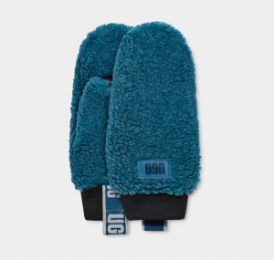 Guantes Ugg Sherpa Mitten W Logo Tape Mujer Azules | Argentina ASKFLRM-74