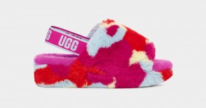 Pantuflas Ugg Fluff Yeah Camopop Mujer Rojas | Argentina YVLXOWI-73