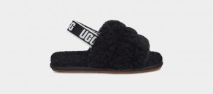 Pantuflas Ugg Fluff Yeah Niños Negras | Argentina XOLRCUV-32