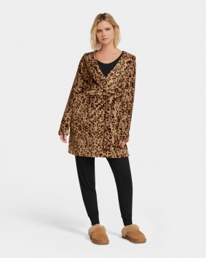 Ropa De Dormir Ugg Miranda Fleece Robe Mujer Leopardo | Argentina RKWUXGT-32