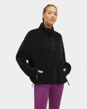 Suéteres Ugg Atwell Sherpa Half Snap Pullover Mujer Negras | Argentina GQANXSD-19