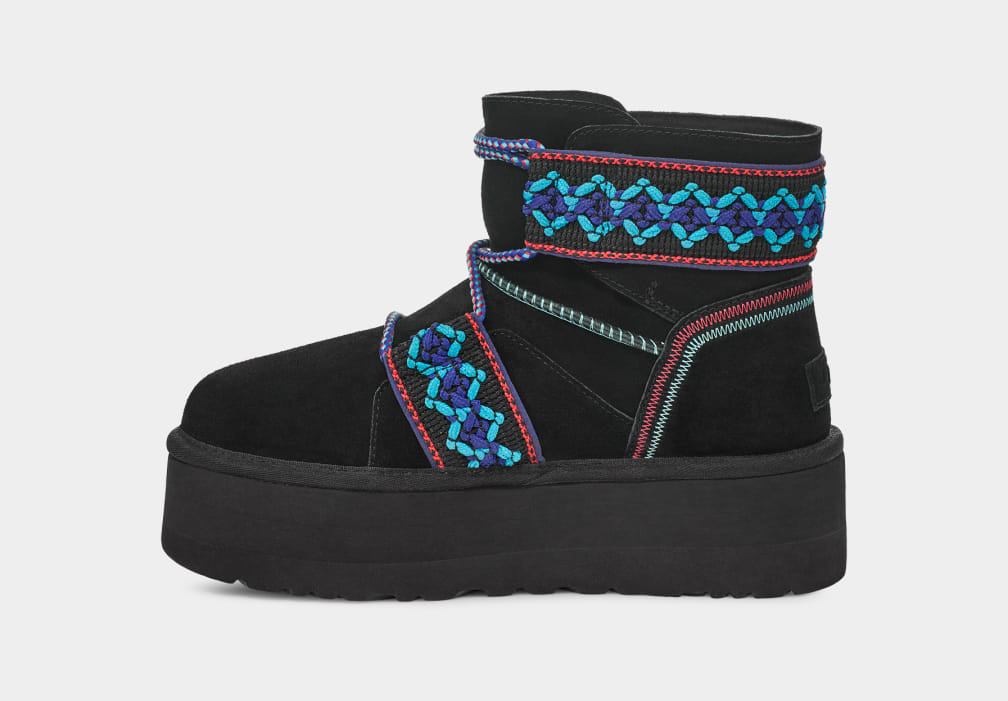 Botas Plataforma Ugg Classic Mini II Braid Mujer Negras | Argentina NYQOBZE-93