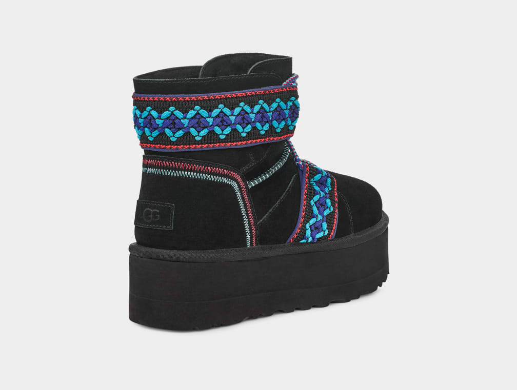 Botas Plataforma Ugg Classic Mini II Braid Mujer Negras | Argentina NYQOBZE-93