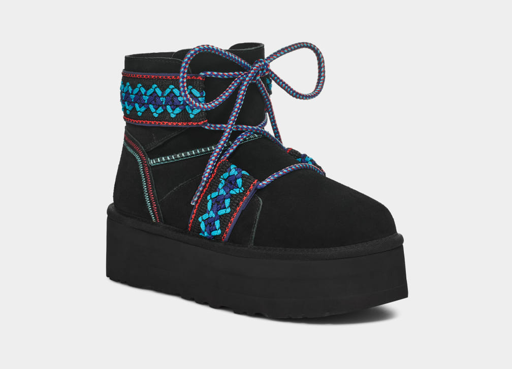 Botas Plataforma Ugg Classic Mini II Braid Mujer Negras | Argentina NYQOBZE-93