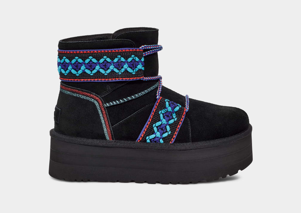 Botas Plataforma Ugg Classic Mini II Braid Mujer Negras | Argentina NYQOBZE-93