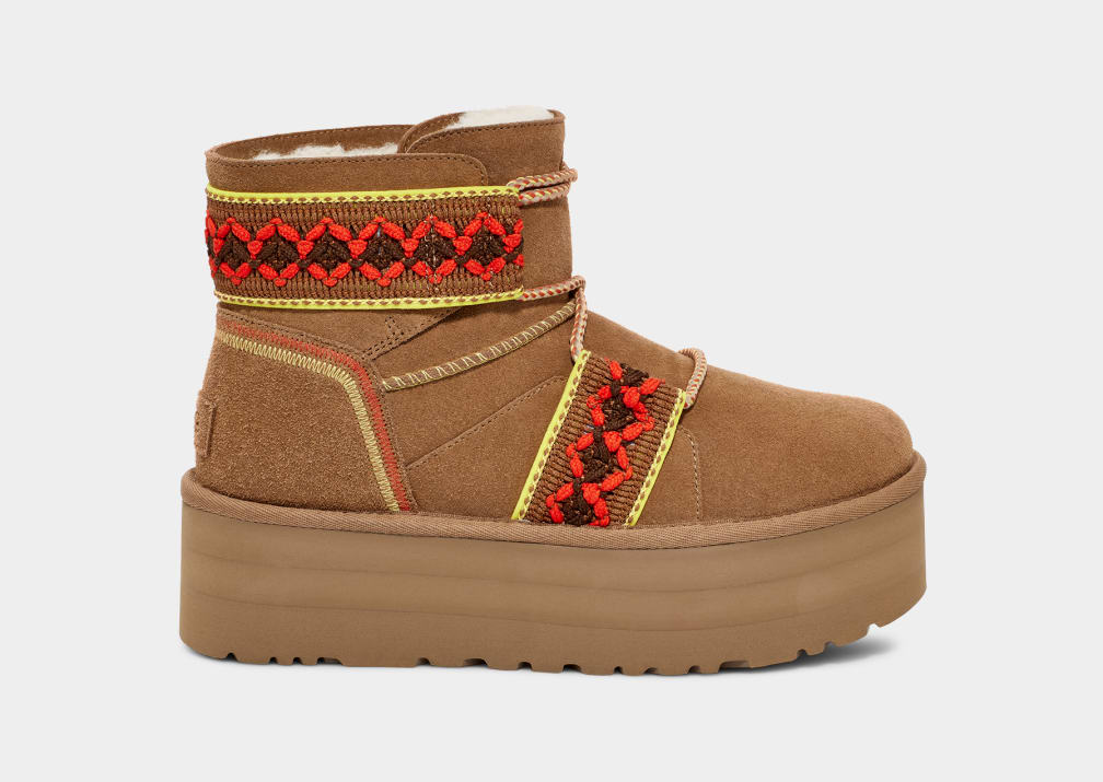 Botas Plataforma Ugg Classic Mini II Braid Mujer Marrones | Argentina YABIQKO-87