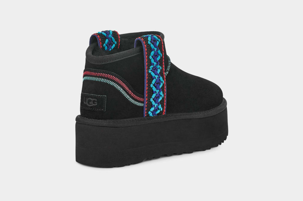 Botas Plataforma Ugg Classic Ultra Mini Braid Mujer Negras | Argentina IWPXKDM-42