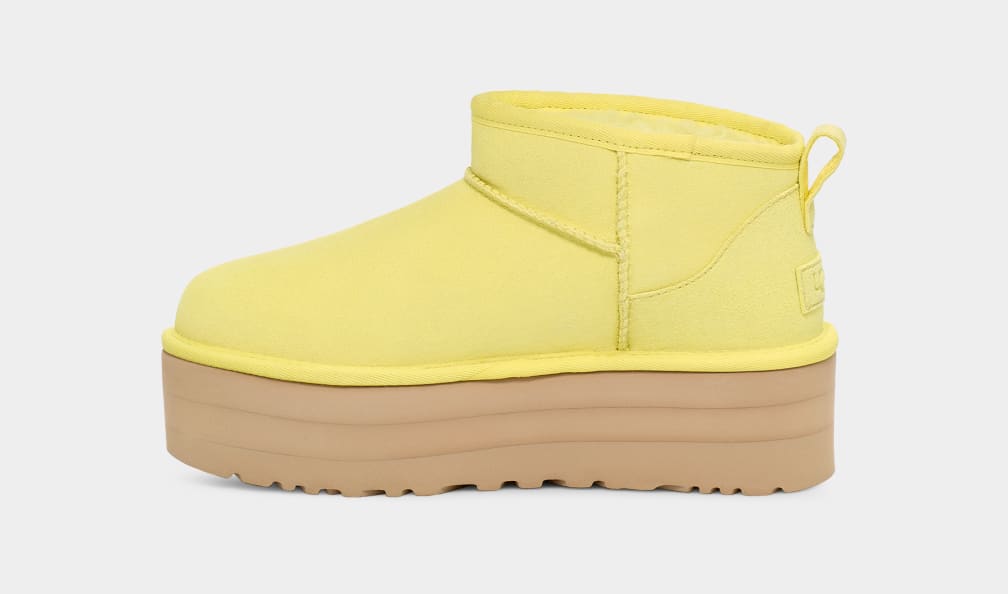 Botas Plataforma Ugg Classic Ultra Mini Mujer Amarillo | Argentina YBDWOTJ-56