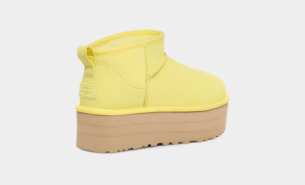 Botas Plataforma Ugg Classic Ultra Mini Mujer Amarillo | Argentina YBDWOTJ-56