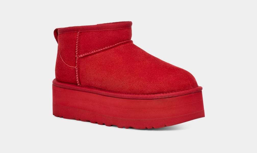 Botas Plataforma Ugg Classic Ultra Mini Mujer Rojas | Argentina BPKUAMJ-72