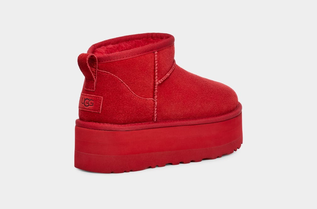 Botas Plataforma Ugg Classic Ultra Mini Mujer Rojas | Argentina BPKUAMJ-72