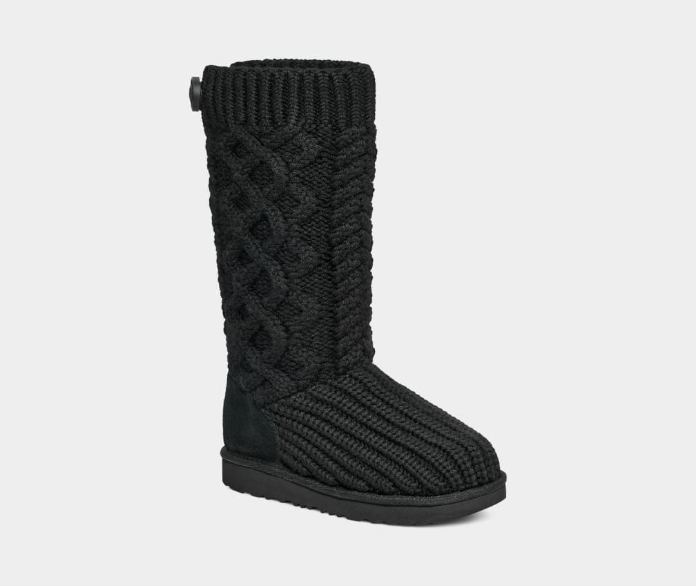 Botas Ugg Classic Cardi Cabled Knit Niños Negras | Argentina LKRBSCA-65