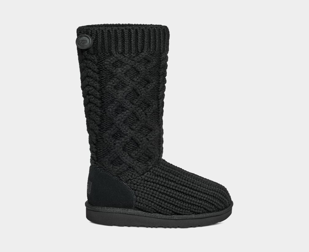 Botas Ugg Classic Cardi Cabled Knit Niños Negras | Argentina LKRBSCA-65