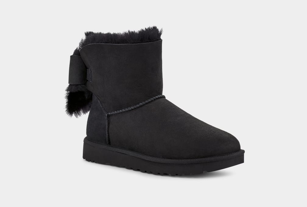 Botas Ugg Classic Heritage Bow Mujer Negras | Argentina KMIDTZU-86