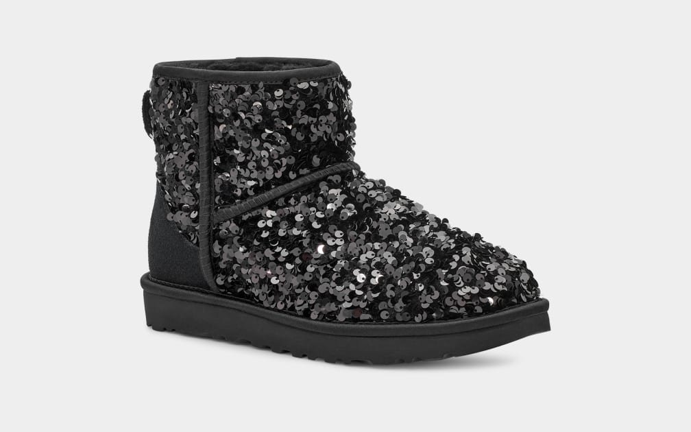 Botas Ugg Classic Mini Chunky Sequin Mujer Negras | Argentina LQHSXNO-84