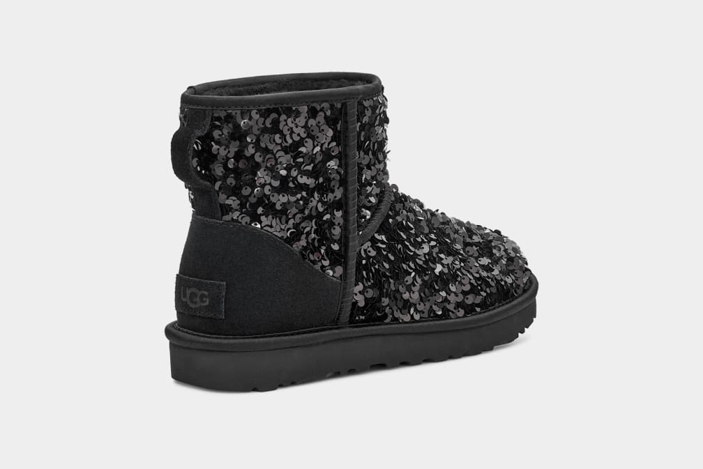 Botas Ugg Classic Mini Chunky Sequin Mujer Negras | Argentina LQHSXNO-84