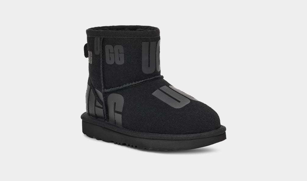 Botas Ugg Classic Mini Scatter Graphic Niños Negras | Argentina KMBIJNZ-63