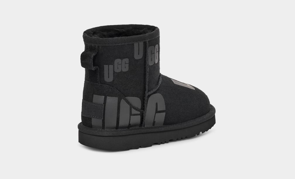 Botas Ugg Classic Mini Scatter Graphic Niños Negras | Argentina KMBIJNZ-63