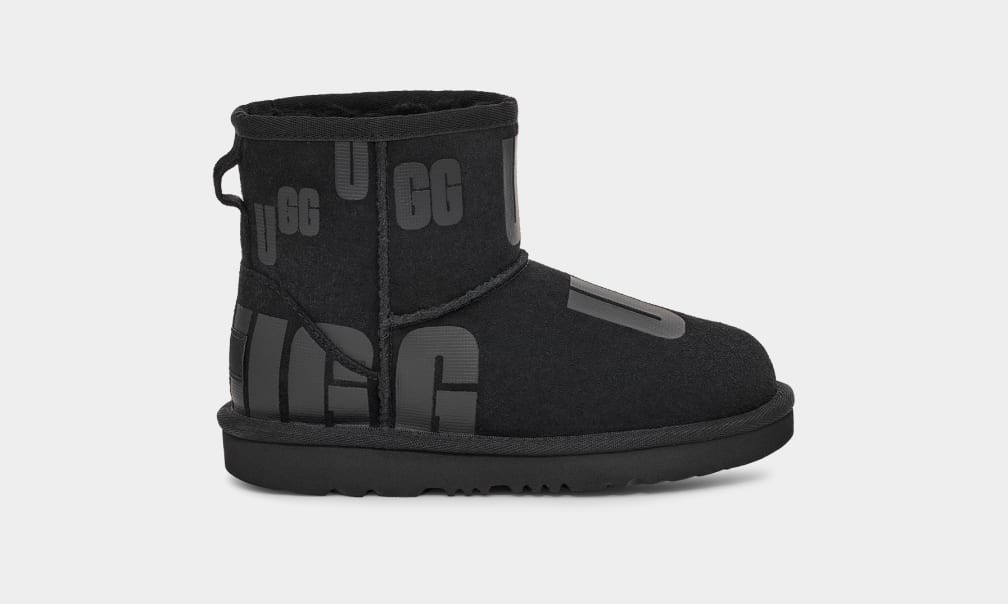 Botas Ugg Classic Mini Scatter Graphic Niños Negras | Argentina KMBIJNZ-63