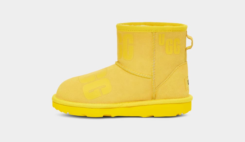 Botas Ugg Classic Mini Scatter Graphic Niños Amarillo | Argentina BYKCDGA-08