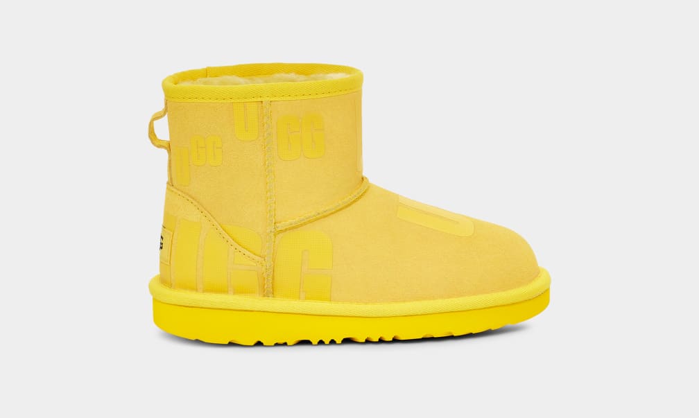 Botas Ugg Classic Mini Scatter Graphic Niños Amarillo | Argentina BYKCDGA-08