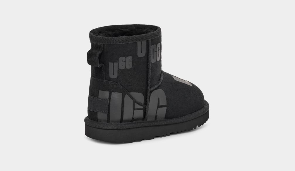 Botas Ugg Classic Mini Scatter Graphic Niños Negras | Argentina DFOGXBV-69