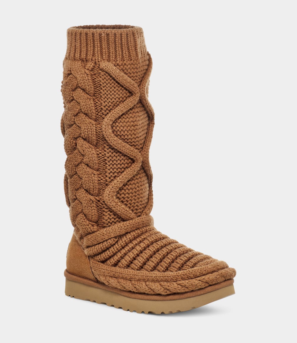 Botas Ugg Classic Tall Chunky Knit Mujer Marrones | Argentina QMVUKGA-05