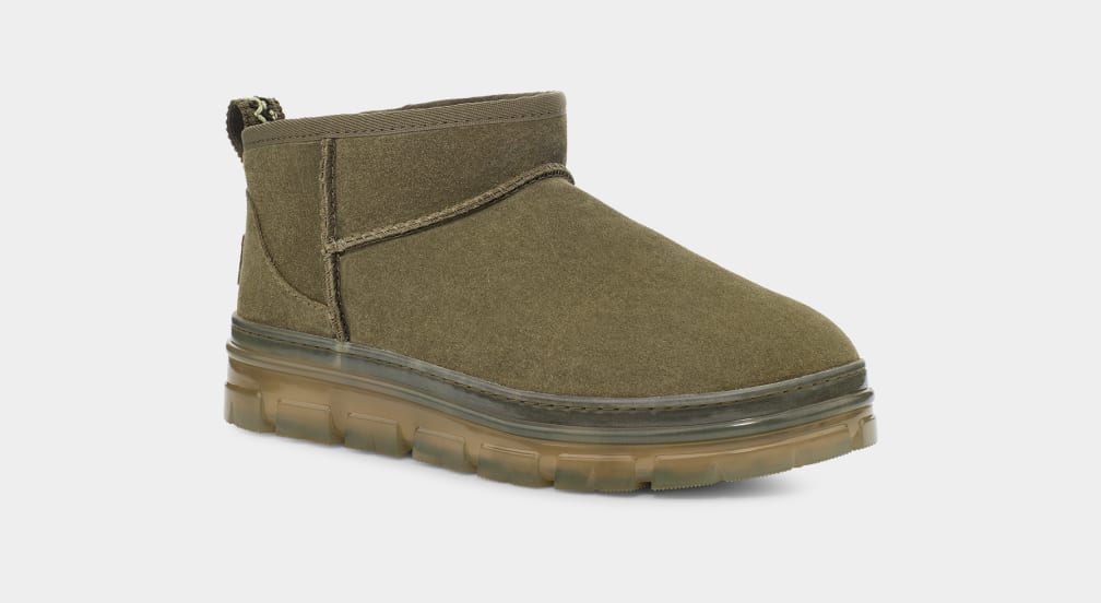 Botas Ugg Classic Ultra Mini Clear Mujer Verde Oliva | Argentina KXLCQBS-12