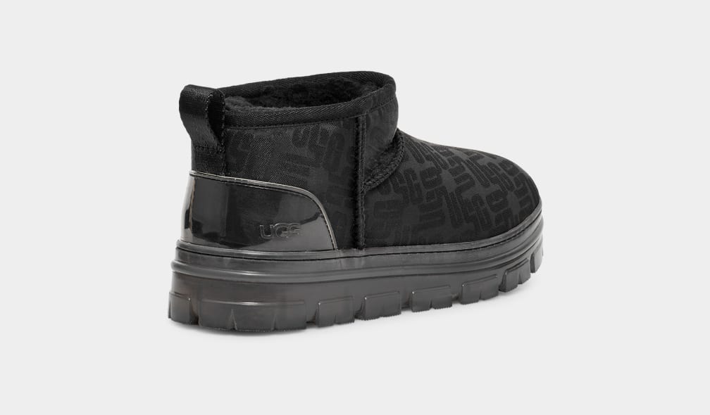 Botas Ugg Classic Ultra Mini Monogram Mujer Negras | Argentina RMDBNIU-98