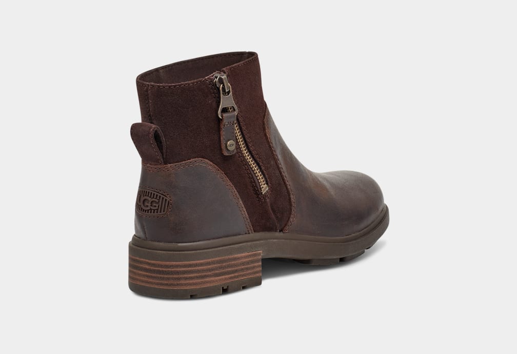 Botas Ugg Harrison Zip Suede Mujer Marrones | Argentina RMCXEQD-57