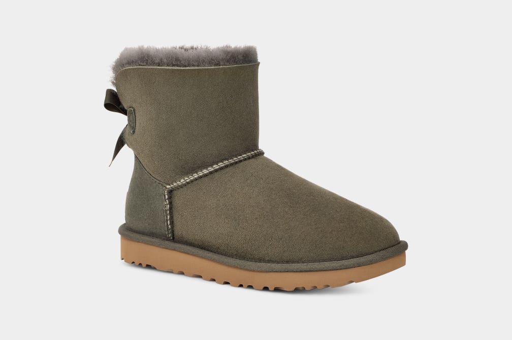 Botas Ugg Mini Bailey Bow II Mujer Gris | Argentina DBCMPHJ-40