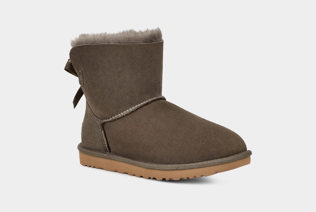 Botas Ugg Mini Bailey Bow II Mujer Gris | Argentina YFOJABZ-52