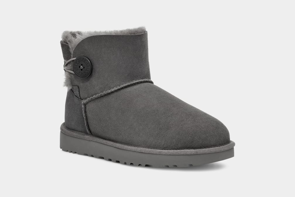 Botas Ugg Mini Bailey Button II Mujer Gris | Argentina VJIZLST-60