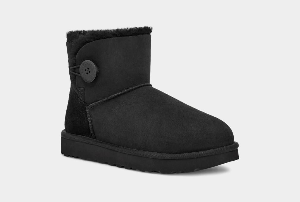 Botas Ugg Mini Bailey Button II Mujer Negras | Argentina FDKCBOZ-79