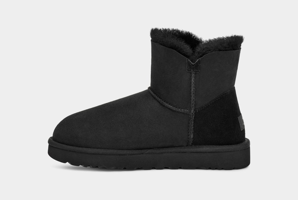 Botas Ugg Mini Bailey Button II Mujer Negras | Argentina FDKCBOZ-79