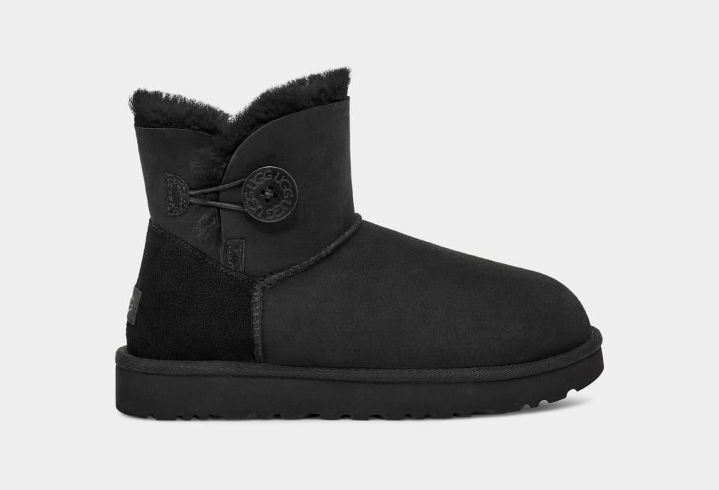 Botas Ugg Mini Bailey Button II Mujer Negras | Argentina FDKCBOZ-79