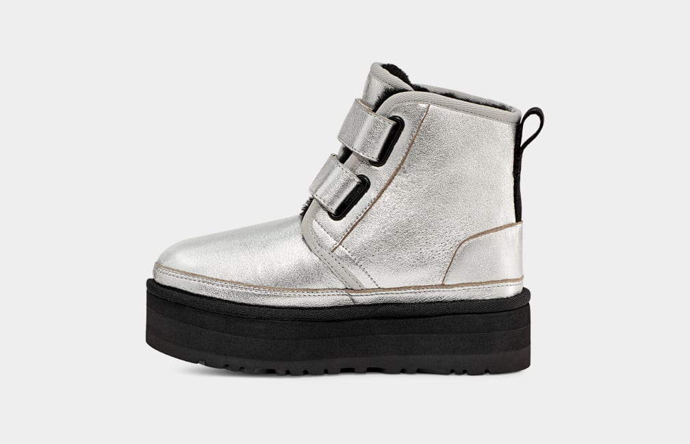 Botas Ugg Neumel Leather Niños Plateadas Metal | Argentina DNBFMXV-39