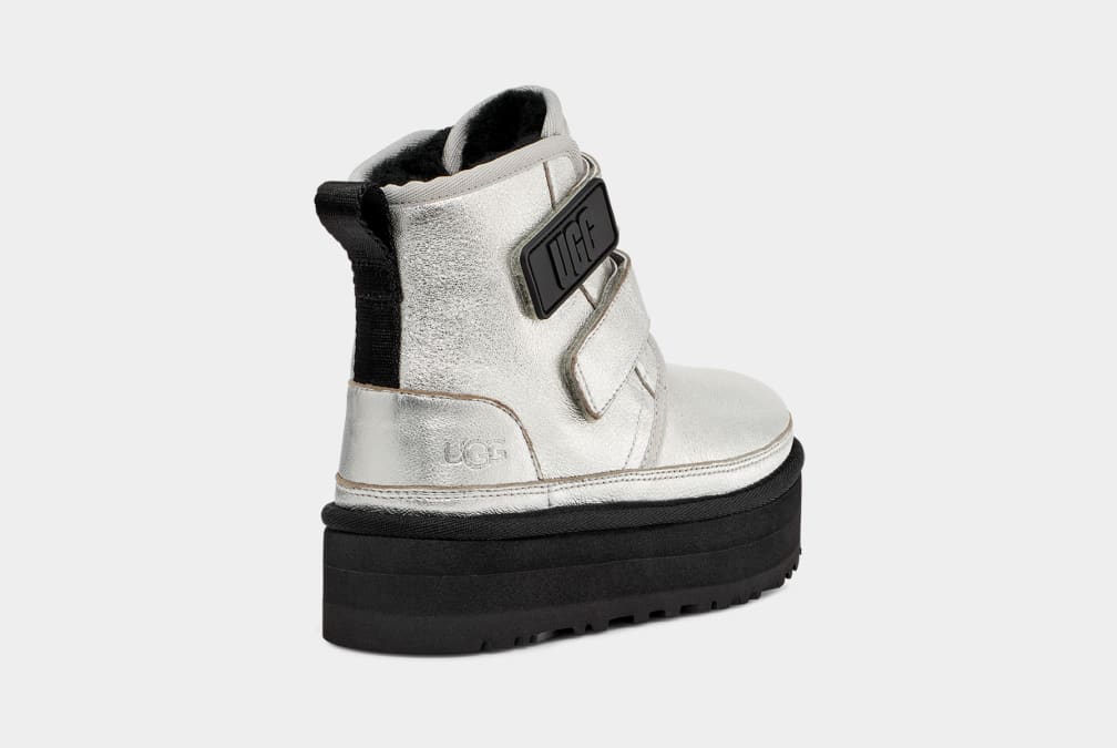 Botas Ugg Neumel Leather Niños Plateadas Metal | Argentina DNBFMXV-39