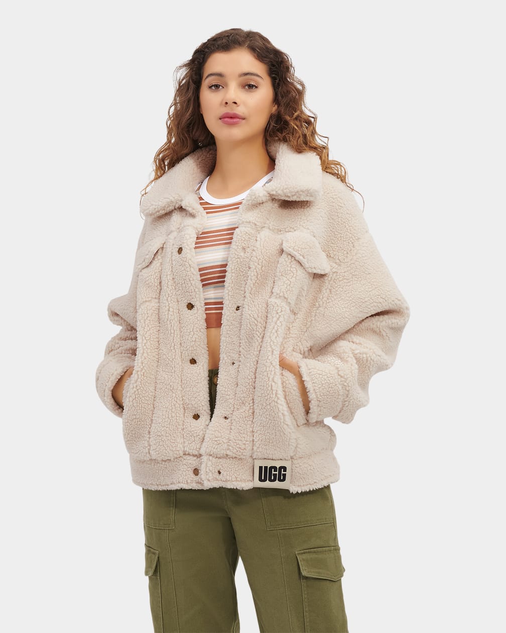 Camperas Ugg Frankie Sherpa Trucker Mujer Beige | Argentina TEAGYBI-49