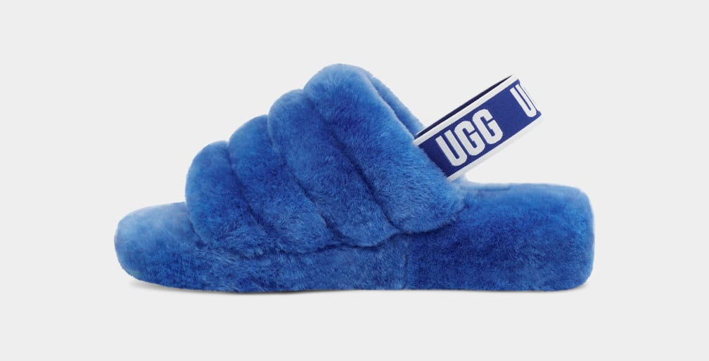 Chanclas Ugg Fluff Yeah Mujer Azules | Argentina LHRVNKX-39