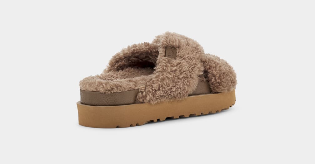 Chanclas Ugg Fuzz Sugar Cross Mujer Chocolate | Argentina PXNCQTD-34