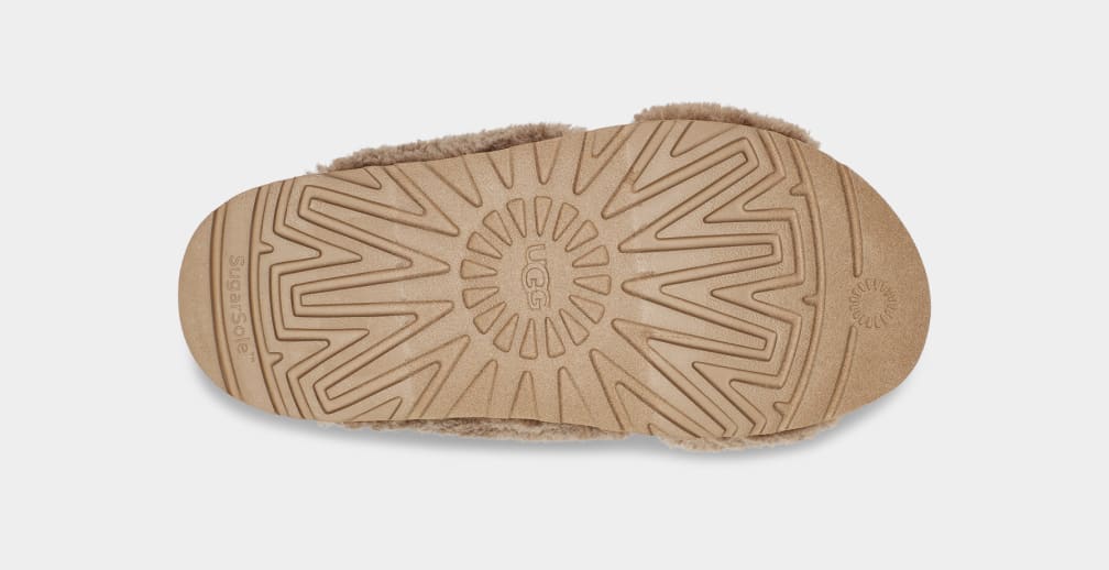 Chanclas Ugg Fuzz Sugar Cross Mujer Chocolate | Argentina PXNCQTD-34