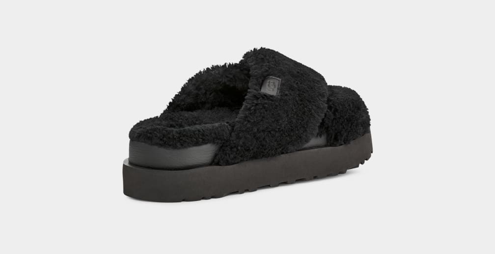 Chanclas Ugg Fuzz Sugar Cross Mujer Negras | Argentina GDOITCX-80