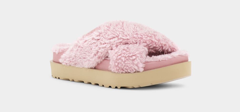 Chanclas Ugg Fuzz Sugar Cross Mujer Rosas | Argentina DAFHRTL-17